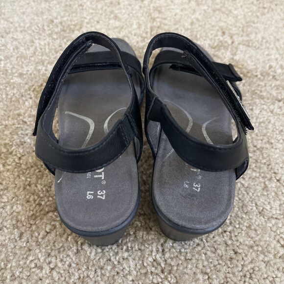 NAOT Intact Women’s Sandals size 37/6 Genuine Leather Low Heel Black Comfort - Picture 2 of 6